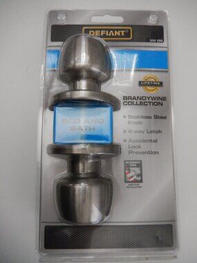 NEW SEALED Defiant Brandywine Stainless Steel Bed/Bath Door Knob